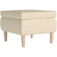 vidaXL Tabouret avec pieds en bois Crème Tissu