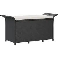 vidaXL Banc de jardin avec coussins Noir 116x46x57 cm Poly rotin