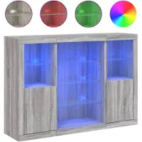 vidaXL Sideboards avec lampes LED 3 pcs. Gris Sonoma Matériau dérivé du bois