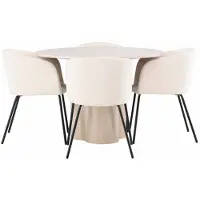 Ebuy24 Olivia ensemble pour salle à manger table whitewash et 4 berit chaises beige.