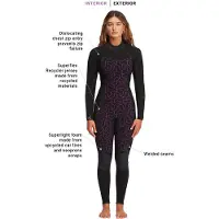 Billabong Combinaison En Néoprène à Manches Longues Et Fermeture éclair Sur La Poitrine Pour Femme Synergy 4/3 Mm