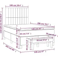vidaXL Lit boxspring avec matelas brun foncé 120x200 cm Tissu