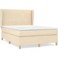 vidaXL Lit boxspring avec matelas Crème 140x190 cm Tissu