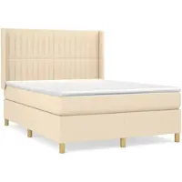 vidaXL Lit boxspring avec matelas Crème 140x190 cm Tissu