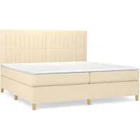 vidaXL Lit boxspring avec matelas Crème 200x200 cm Tissu