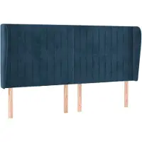 vidaXL Tête de lit avec oreilles bleu foncé 163x23x118/128 cm velours