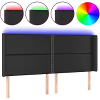 vidaXL Tête de lit LED noir 203x16x118/128 cm similicuir