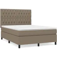 vidaXL Lit boxspring avec matelas Taupe 140x190 cm Tissu