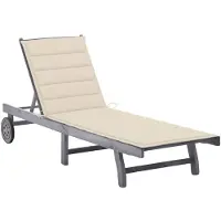 vidaXL Chaise longue avec support Gris acacia bois massif