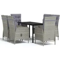 vidaXL Ensemble de jardin 7 pièces avec coussins Gris et noir