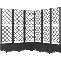 vidaXL Jardinière avec treillis noir 120x120x121,5 cm PP
