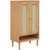 vidaXL Armoire à chaussures SENJA aspect rotin marron bois massif