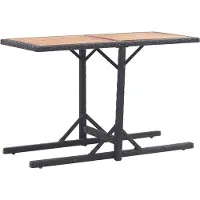 vidaXL Table de jardin noire en bois massif d'acacia et poly rotin