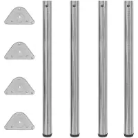 vidaXL 4 pieds de table réglables en hauteur nickel brossé 870 mm