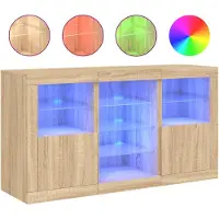 vidaXL Sideboard avec lampes LED Chêne Sonoma 123x37x67 cm