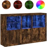 vidaXL Sideboard avec lampes LED chêne fumé 162x37x100 cm
