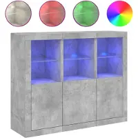 vidaXL Sideboards avec lampes LED 3 pcs. Gris béton Bois composite