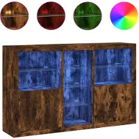 vidaXL Sideboard avec lampes LED chêne fumé 162x37x100 cm