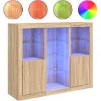 vidaXL Sideboards avec lampes LED 3 pcs. chêne Sonoma bois composite
