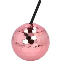 Boland Discokugel Trinkbecher mit Strohhalm roségold 600 ml