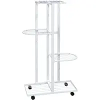vidaXL Jardinière à 4 niveaux avec roues 44x23x80 cm Blanc Fer