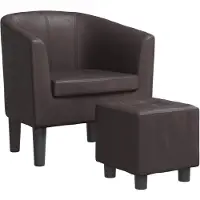 vidaXL Fauteuil avec repose-pied marron similicuir