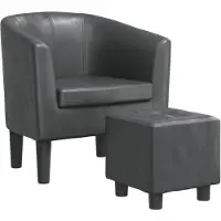 Super Merchant Fauteuil avec repose-pied gris similicuir
