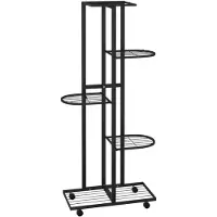 vidaXL Jardinière à 5 niveaux avec roues 44x23x100 cm Noir Fer