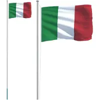 vidaXL Drapeau de l'Italie avec mât 6,23 m Aluminium