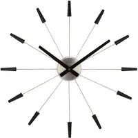 Nextime Horloge murale - - Plug Inn - Acier Inoxydable - Noir Ø 58cm