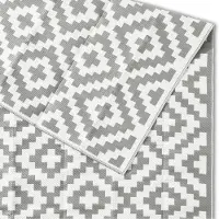 Goliving Tapis d'extérieur Summer Diamond - Tapis de jardin - Tapis d'extérieur - Tapis - Tapis de jardin - Réversible - Sac de transport inclus - 183 x 290 cm - Gris/Blanc