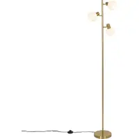 QAZQA Lampadaire doré avec verre opale 3 lumières orientables - Anouk