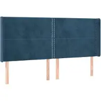 vidaXL Tête de lit avec oreilles bleu foncé 203x16x118/128 cm velours