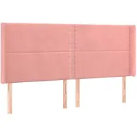 vidaXL Tête de lit avec oreilles rose 203x16x118/128 cm velours