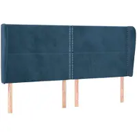 vidaXL Tête de lit avec oreilles bleu foncé 203x23x118/128 cm velours