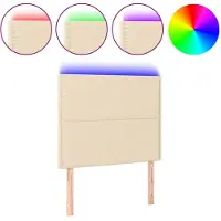 vidaXL Tête de lit LED Crème 90x5x118/128 cm Tissu