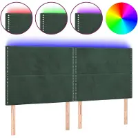 vidaXL Tête de lit LED vert foncé 200x5x118/128 cm velours
