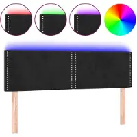 vidaXL LED Tête de lit noir 144x5x78/88 cm velours