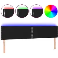 vidaXL LED Tête de lit noir 180x5x78/88 cm Tissu