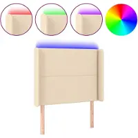 vidaXL Tête de lit LED Crème 93x16x118/128 cm Tissu