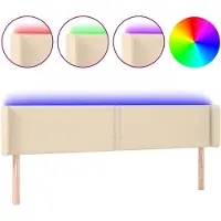 vidaXL Tête de lit LED Crème 183x16x78/88 cm Tissu