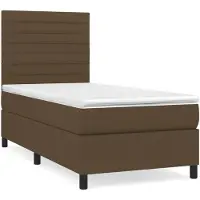 vidaXL Lit boxspring avec matelas brun foncé 80x200 cm Tissu