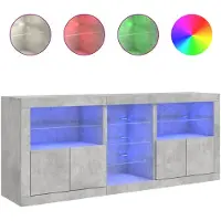 vidaXL Sideboard avec lampes LED gris béton 162x37x67 cm