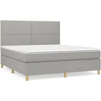 vidaXL Lit boxspring avec matelas gris clair 180x200 cm Tissu