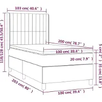 vidaXL Lit boxspring avec matelas brun foncé 100x200 cm Tissu