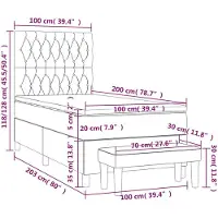 vidaXL Lit boxspring avec matelas brun foncé 100x200 cm Tissu