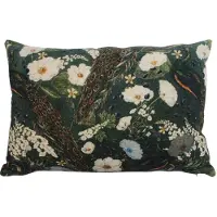 Mars & More Coussin , velours, motif romantique avec des fleurs de paon, 40x60 cm