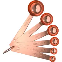 Intirilife Ensemble De 6 Cuillères Doseuses En Acier Inoxydable Or Rosé - 1 Tbsp (15 Ml) - 1/8 Tsp (0.63 Ml) - Cuillères Doseuses Pour Mesurer Les Ingrédients Secs Et Liquides De Cuisine