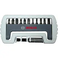 Bosch Accesorios 2608522130 - Set 11 pièces embout de vissage avec porte-embout PH1-PH2-PH3/ PZ1-PZ2-PZ3/ T15-T20-T25/ S0,6x4,5, S0,8x5,5, 25 mm