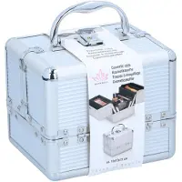 Touch of Beauty Make Up Case Silver - Organisateur de cosmétiques - avec poignée et serrure à clé